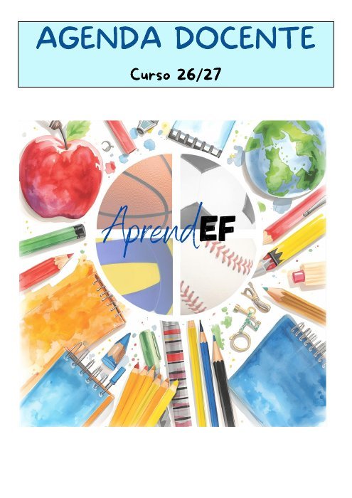 Portada de la agenda docente AprendEF, curso 2026–2027